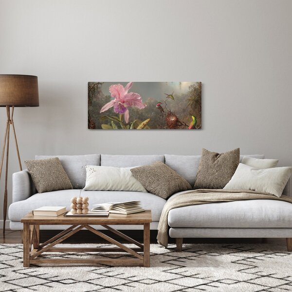 Tablou - Martin Johnson Heade, Cattleya Orchid and Three Hummingbirds, reproducere (120x50 cm)