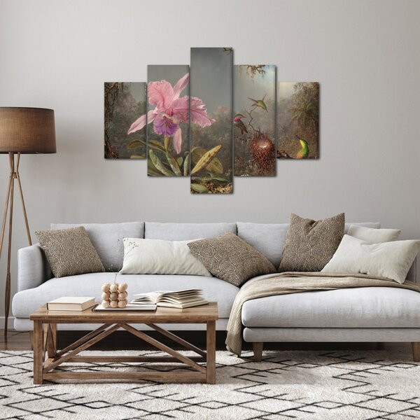 Tablou - Martin Johnson Heade, Cattleya Orchid and Three Hummingbirds, reproducere (150x105 cm)
