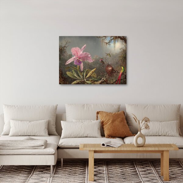 Tablou - Martin Johnson Heade, Cattleya Orchid and Three Hummingbirds, reproducere (70x50 cm)