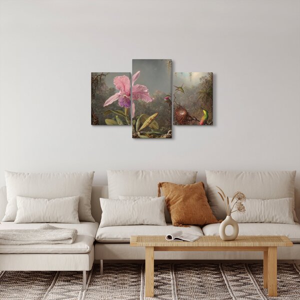 Tablou - Martin Johnson Heade, Cattleya Orchid and Three Hummingbirds, reproducere (90x60 cm)
