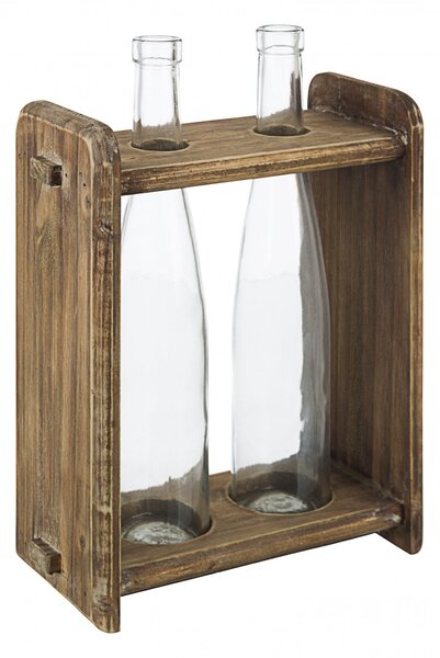 Vaza decorativa 2 Parts, Sticla Lemn, Maro Transparent, 24x11x31 cm