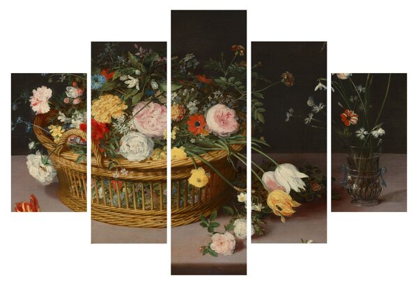Tablou - Jan Brueghel the Elder, Flowers in a Basket and a Vase, reproducere (150x105 cm)