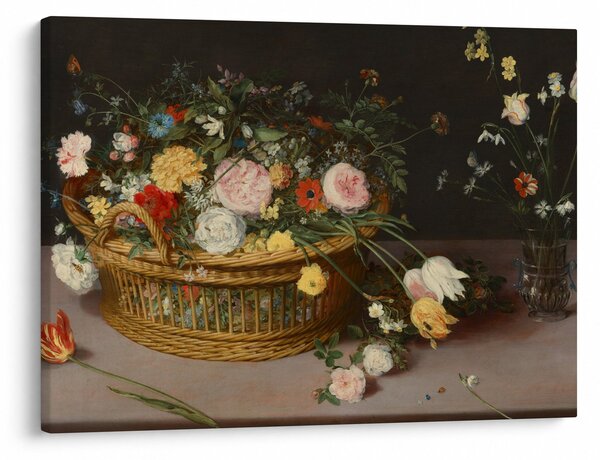 Tablou - Jan Brueghel the Elder, Flowers in a Basket and a Vase, reproducere (70x50 cm)