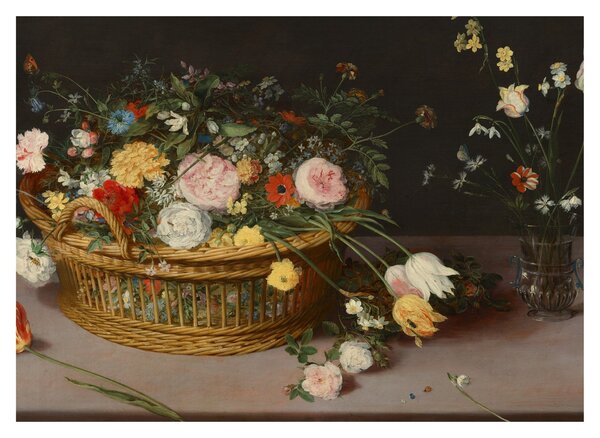 Tablou - Jan Brueghel the Elder, Flowers in a Basket and a Vase, reproducere (70x50 cm)