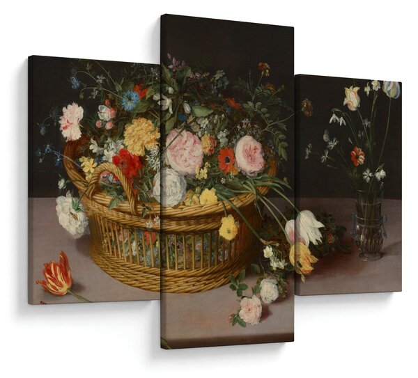 Tablou - Jan Brueghel the Elder, Flowers in a Basket and a Vase, reproducere (90x60 cm)
