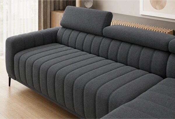 Coltar extensibil GANDI 140, sezlong dreapta, stofa catifelata gri gra