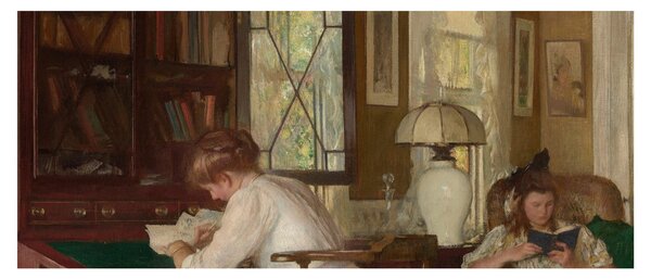 Tablou - Edmund Tarbell, Josephine and Mercie, reproducere (120x50 cm)