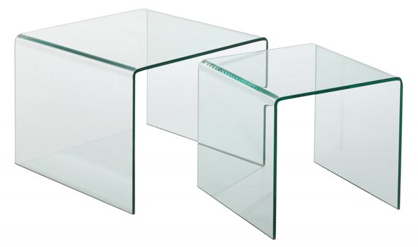 Set 2 masute, Sticla, Transparent, 65x65x48 cm