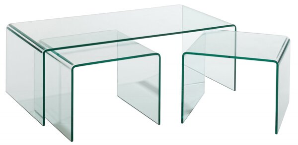 Set 3 masute Glass, Sticla, Transparent, 120x60x40 cm