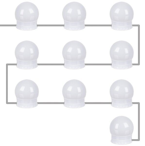 Set de lumini cu 10 becuri LED pentru Oglinda de make-up, 3 Moduri de Iluminare