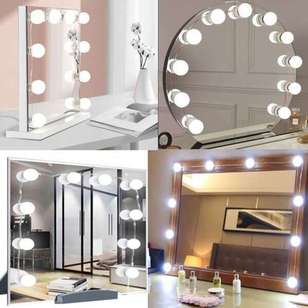 Set de lumini cu 10 becuri LED pentru Oglinda de make-up, 3 Moduri de Iluminare