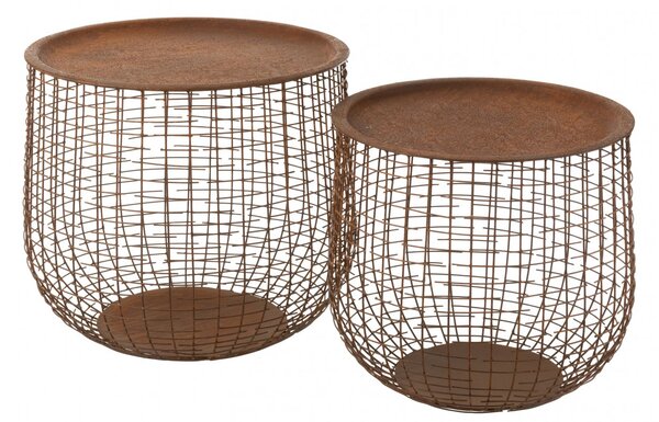 Set 2 masute Baskets cu spatiu de depozitare, Metal, Portocaliu, 45x45x39 cm