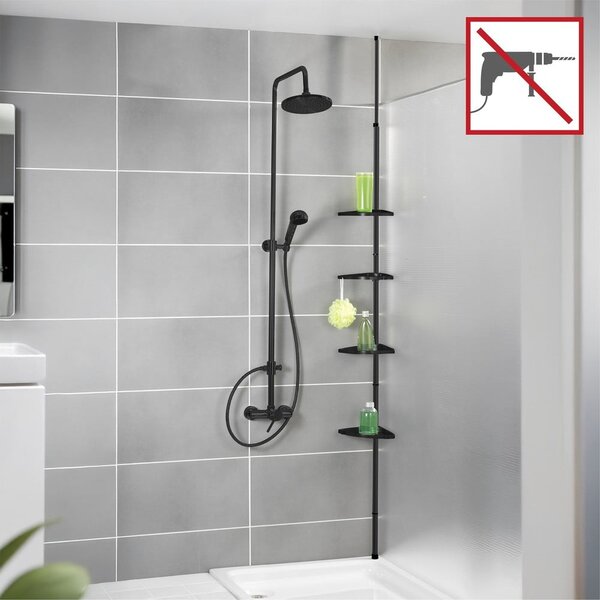 Raft pentru baie negru telescopic, pentru colț din plastic Compact – Wenko
