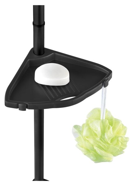 Raft pentru baie negru telescopic, pentru colț din plastic Compact – Wenko