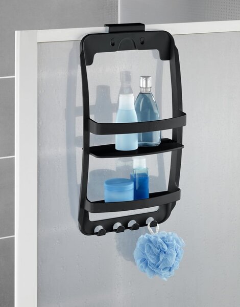 Raft pentru baie negru de agățat, autoadeziv din plastic Universal – Wenko
