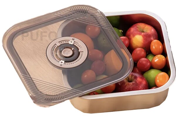 Tava gastronorm Pufo Chef din inox cu capac etans pentru depozitare alimente, ideal pentru catering, restaurante, fast food, capacitate 3 L
