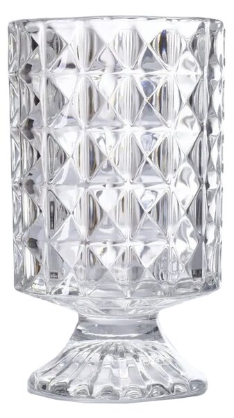 Vaza Decorativa Eleganta Pufo Luxury din Sticla cu Picior pentru Flori si Aranjamente, 18 cm- Design Modern pentru Living si Decor Interior