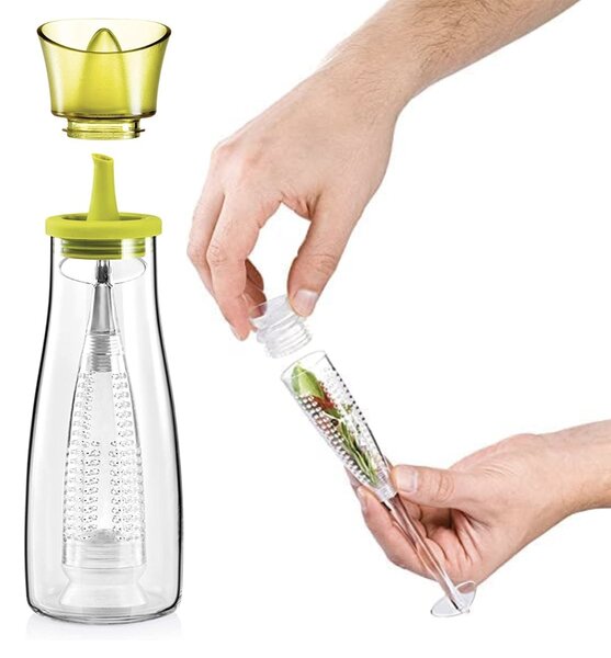Oliviera Pufo Infusion din sticla cu infuzor si picurator din silicon pentru lichide, ulei, otet, 500 ml