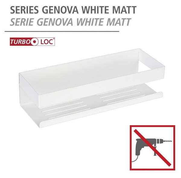 Raft pentru baie alb mat autoadeziv cu Turbo-Loc din oțel inoxidabil Genova – Wenko