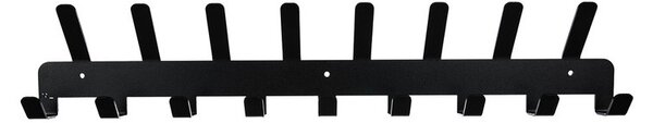 Cuier de perete, 17 carlige, suruburi prindere incluse, metal, 9.1 x 48 x 2.8 cm, negru