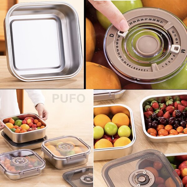Tava gastronorm Pufo Chef din inox cu capac etans pentru depozitare alimente, ideal pentru catering, restaurante, fast food, capacitate 3 L