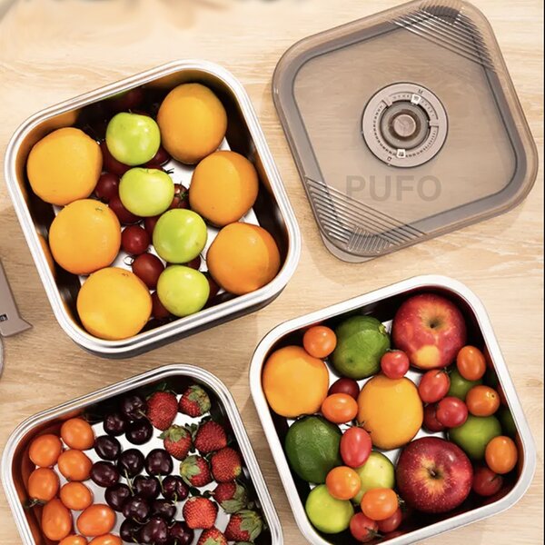 Tava gastronorm Pufo Chef din inox cu capac etans pentru depozitare alimente, ideal pentru catering, restaurante, fast food, capacitate 3 L