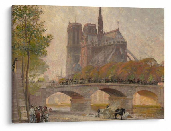 Tablou - Robert William Vonnoh, Notre Dame de Paris, reproducere (70x50 cm)
