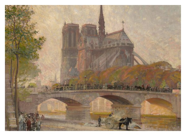Tablou - Robert William Vonnoh, Notre Dame de Paris, reproducere (70x50 cm)