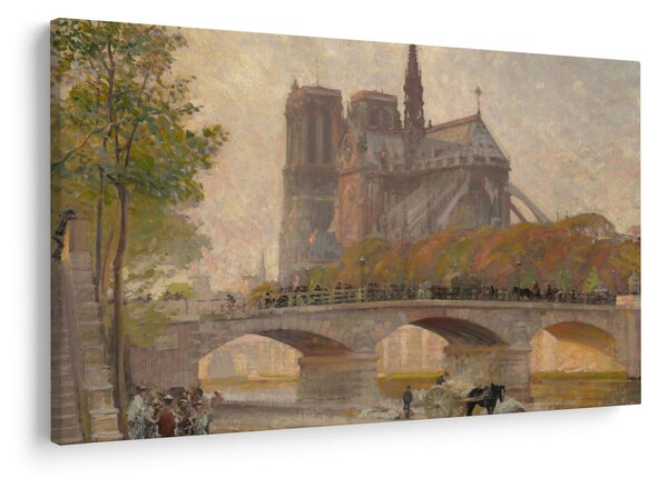 Tablou - Robert William Vonnoh, Notre Dame de Paris, reproducere (90x60 cm)