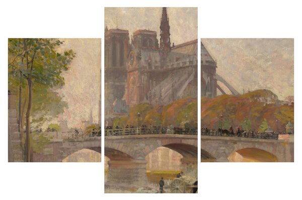 Tablou - Robert William Vonnoh, Notre Dame de Paris, reproducere (90x60 cm)