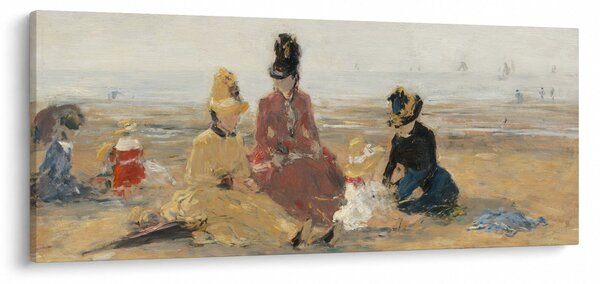 Tablou - Eugène Boudin, On the Beach, Trouville, reproducere (120x50 cm)