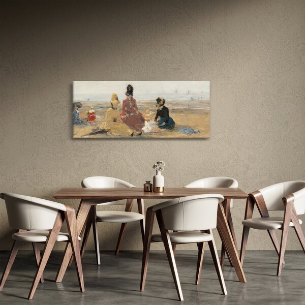 Tablou - Eugène Boudin, On the Beach, Trouville, reproducere (120x50 cm)