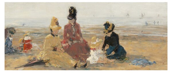 Tablou - Eugène Boudin, On the Beach, Trouville, reproducere (120x50 cm)