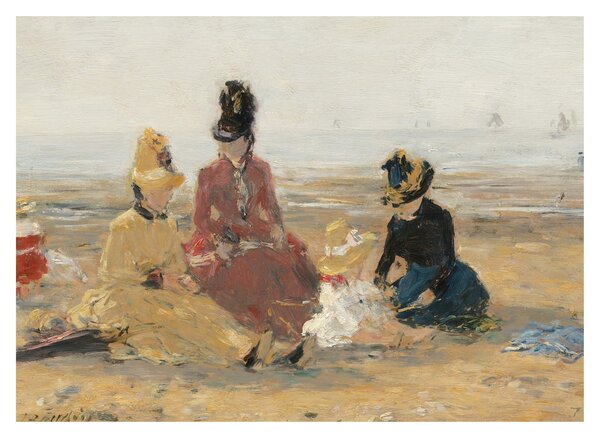 Tablou - Eugène Boudin, On the Beach, Trouville, reproducere (70x50 cm)