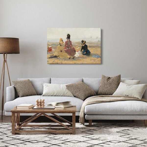 Tablou - Eugène Boudin, On the Beach, Trouville, reproducere (90x60 cm)