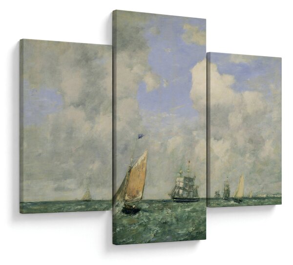 Tablou - Eugène Boudin, Ships and Sailing Boats Leaving Le Havre, reproducere (90x60 cm)