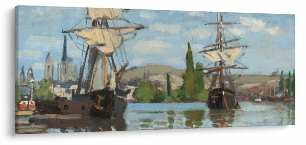 Tablou - Claude Monet, Ships Riding on the Seine at Rouen, reproducere (120x50 cm)