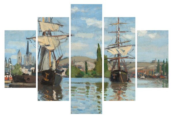 Tablou - Claude Monet, Ships Riding on the Seine at Rouen, reproducere (150x105 cm)