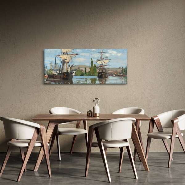 Tablou - Claude Monet, Ships Riding on the Seine at Rouen, reproducere (120x50 cm)