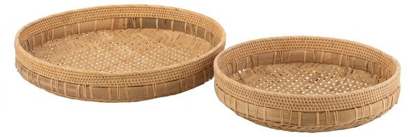 Set 2 tavite ratan, Lemn, Natural, 52x52x14.5