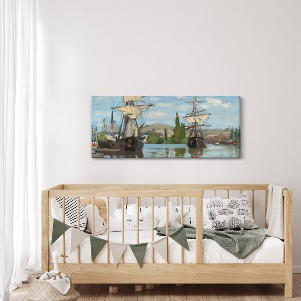 Tablou - Claude Monet, Ships Riding on the Seine at Rouen, reproducere (120x50 cm)
