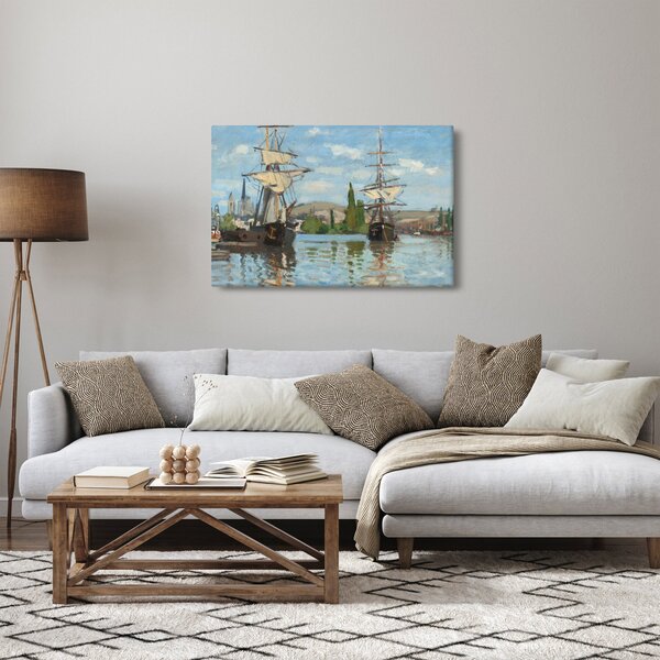 Tablou - Claude Monet, Ships Riding on the Seine at Rouen, reproducere (90x60 cm)