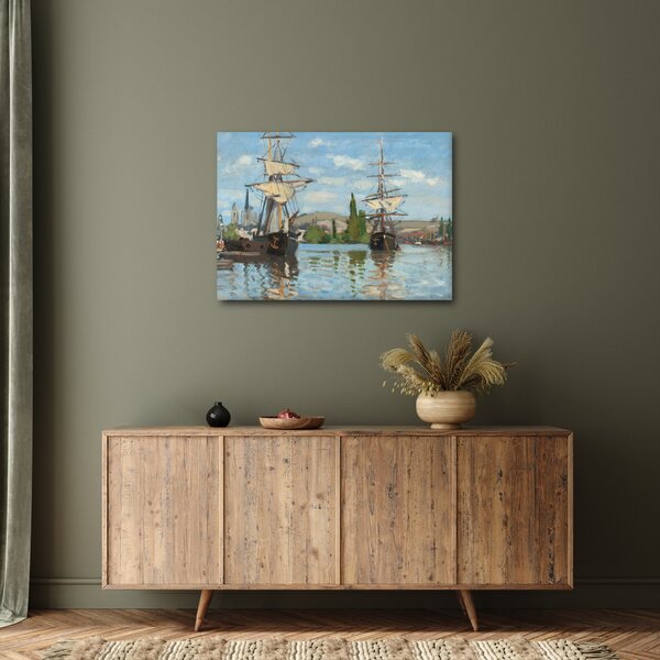 Tablou - Claude Monet, Ships Riding on the Seine at Rouen, reproducere (70x50 cm)