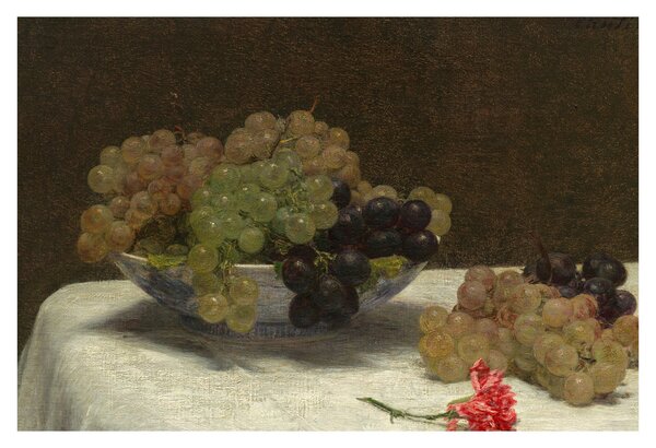 Tablou - Henri Fantin-Latour, Still Life with Grapes and a Carnation, reproducere (90x60 cm)