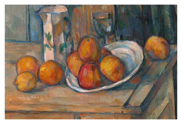 Tablou - Paul Cézanne, Still Life with Milk Jug and Fruit, reproducere (90x60 cm)