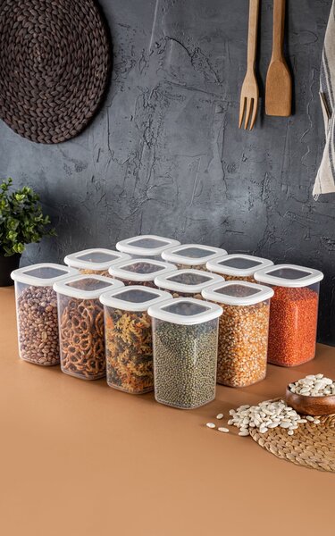 Set 12 cutii de depozitare Foly Square 1,2 - 12, alb, plastic 100%, 10