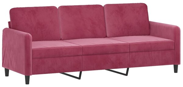 Canapea cu 3 locuri, roșu vin, 180 cm, material catifea