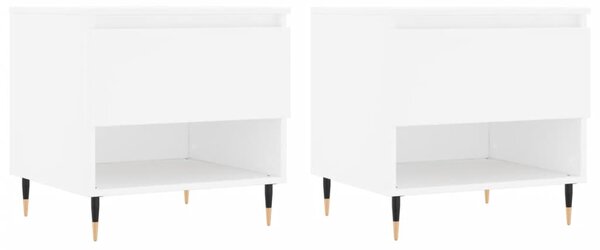 Măsuțe de cafea, 2 buc., alb, 50x46x50 cm, lemn compozit