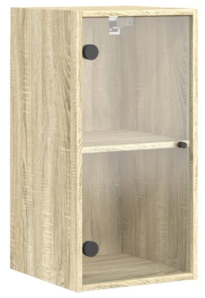 Dulap de perete cu uși din sticlă, stejar sonoma, 35x37x68,5 cm