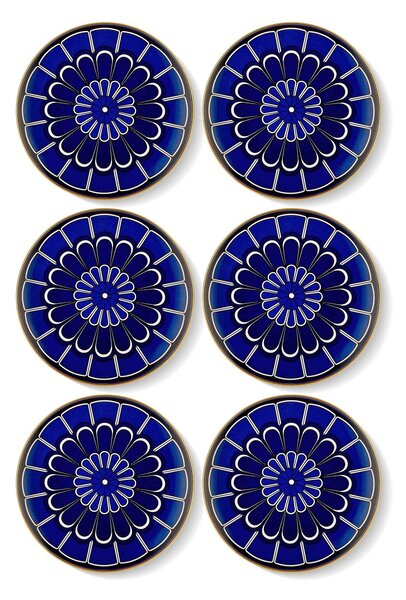 Set farfurii pentru desert ESC0001, imprimeu albastru, ceramica 100%